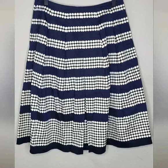 Talbots NWT New Womens Navy Blue White Polka Dot Pattern A Line Skirt Size 4 - Picture 3 of 10